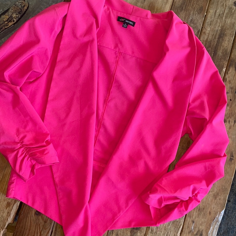 Hot pink blazer cardigan